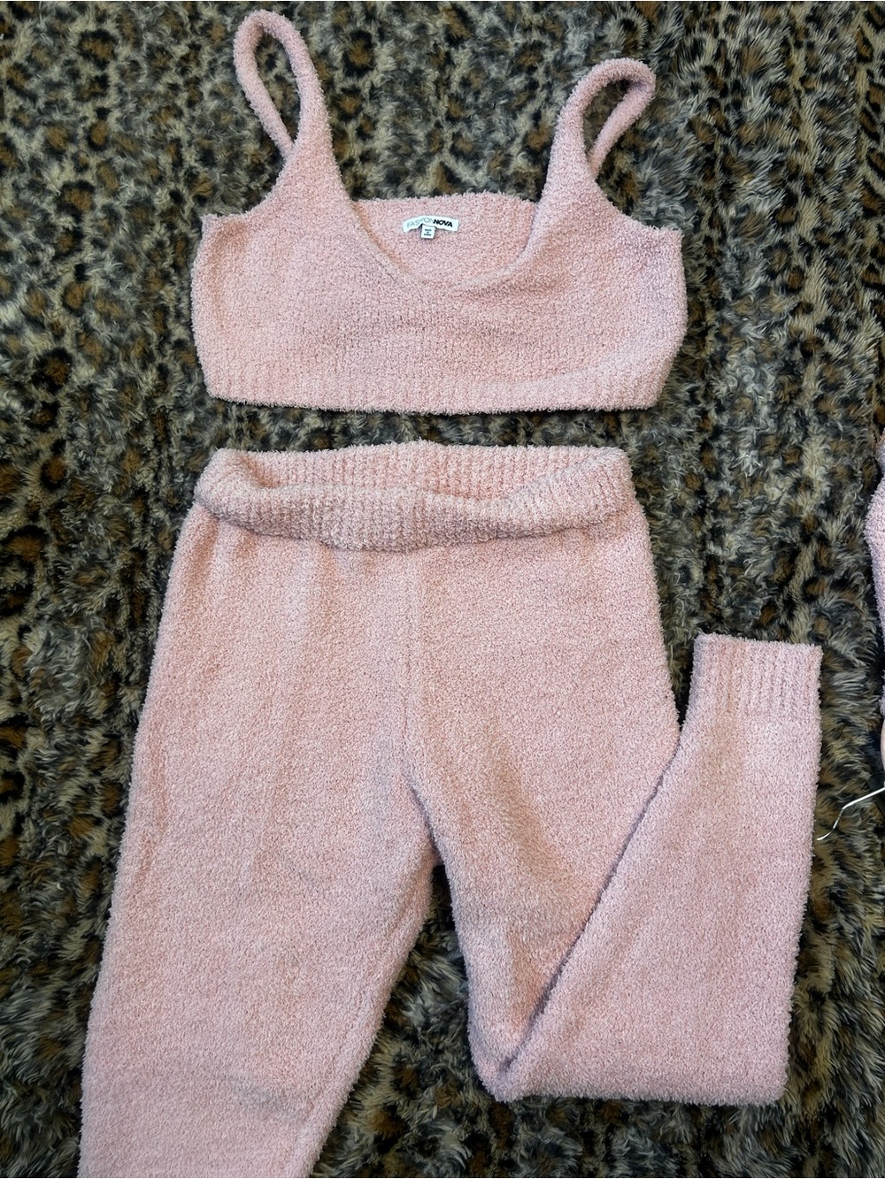 Fashion Nova Blush Pink Fuzzy Loungewear Set